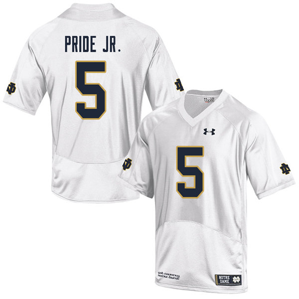 Men #5 Troy Pride Jr. Notre Dame Fighting Irish College Football Jerseys Sale-White